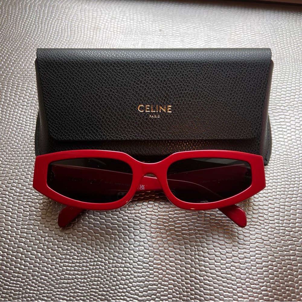 Celine Bold Red Sunglasses with Black Case